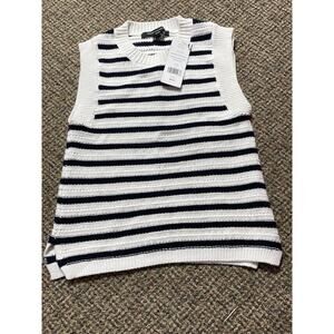 French Connection Mozart Sleeveless Stripe Vest Womens Small White NWT